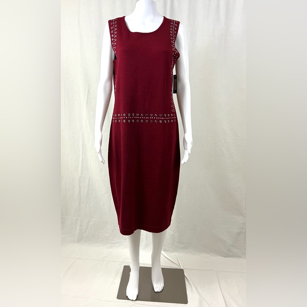 Lapis Red Knit Embellished Sleeveless Dress Sexy Cute NWT Sz Large